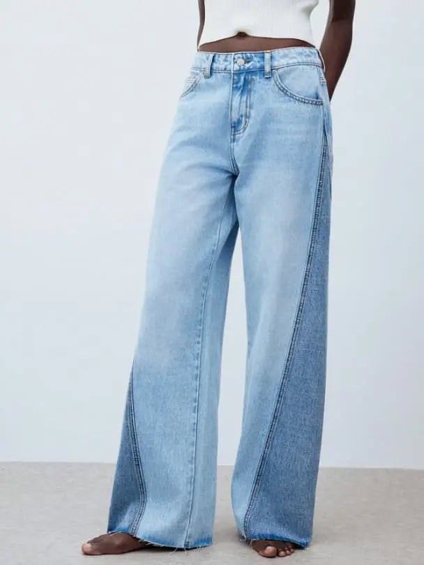 Valeria – Pantalón Denim Wide Contrast