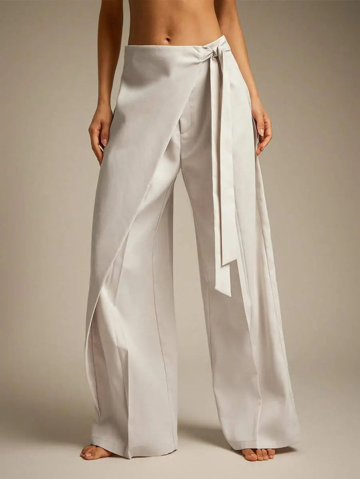 Allegra - Pantalón Wide Leg Drapeado con Lazo Suelto