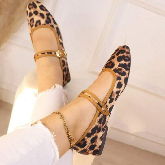 Valentina - Bailarina de Doble Tira con Estampado Animal