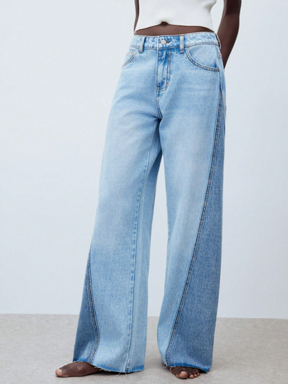 Valeria – Pantalón Denim Wide Contrast