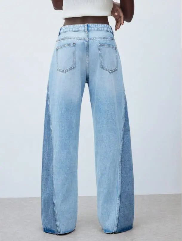 Valeria – Pantalón Denim Wide Contrast