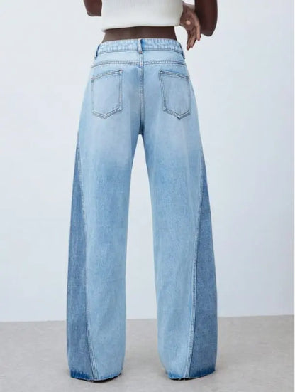 Valeria – Pantalón Denim Wide Contrast