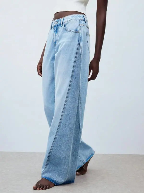 Valeria – Pantalón Denim Wide Contrast