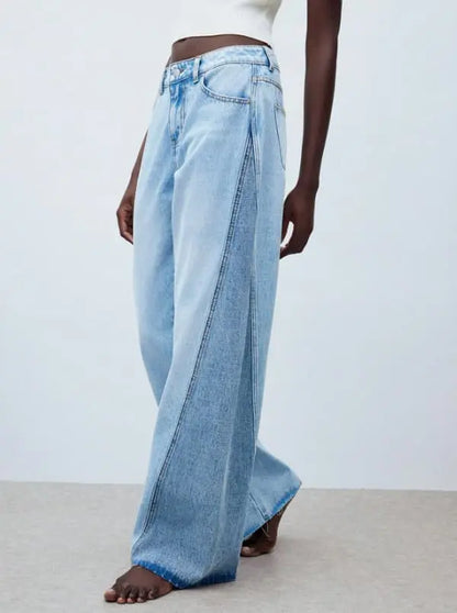 Valeria – Pantalón Denim Wide Contrast
