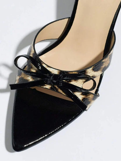 Selva - Tacones leopardo con lazo y tacón esculpido