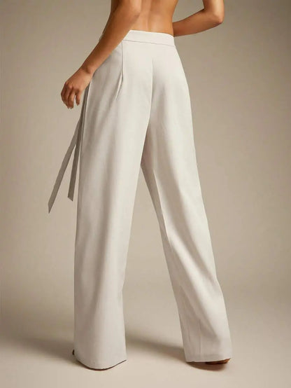 Allegra - Pantalón Wide Leg Drapeado con Lazo Suelto