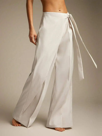 Allegra - Pantalón Wide Leg Drapeado con Lazo Suelto