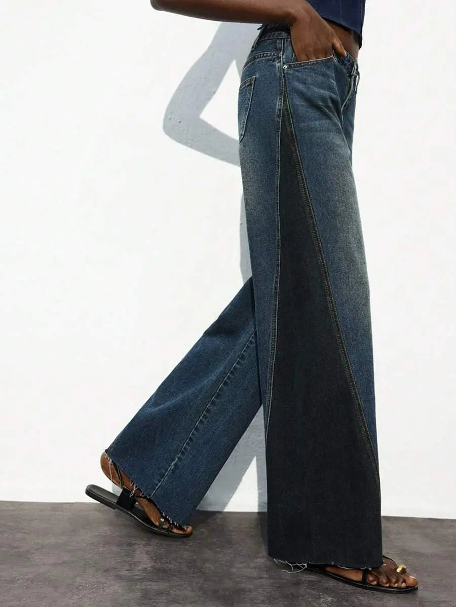 Valeria – Pantalón Denim Wide Contrast
