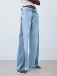 Valeria – Pantalón Denim Wide Contrast