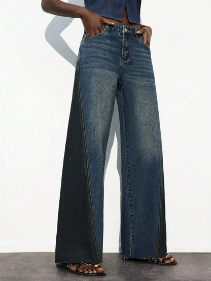 Valeria – Pantalón Denim Wide Contrast
