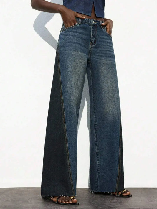 Valeria – Pantalón Denim Wide Contrast