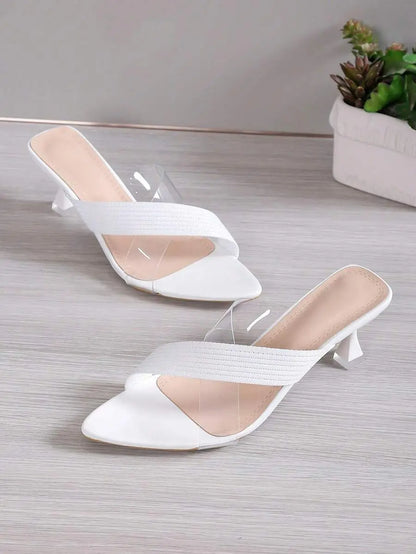 Luna - Tacones de Tira Elástica con Detalle Transparente