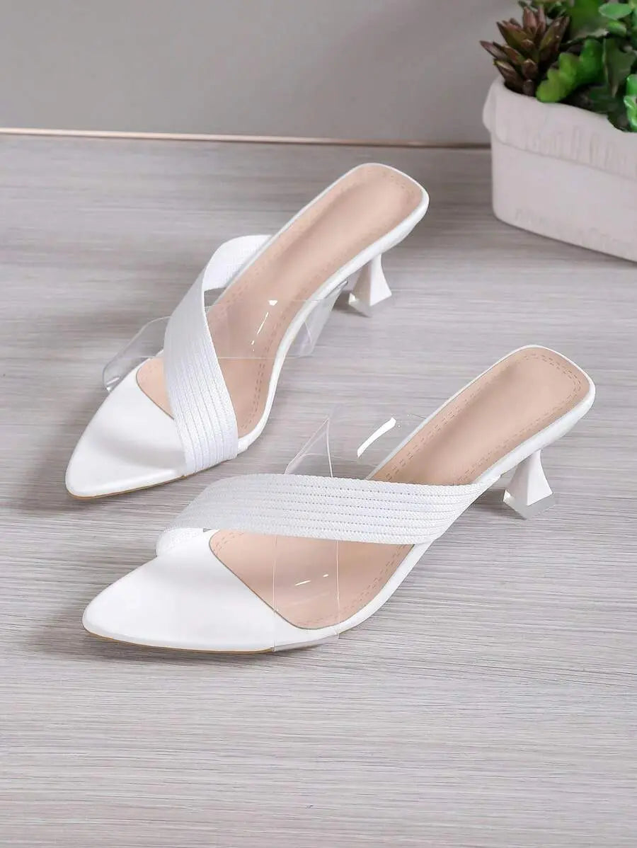 Luna - Tacones de Tira Elástica con Detalle Transparente