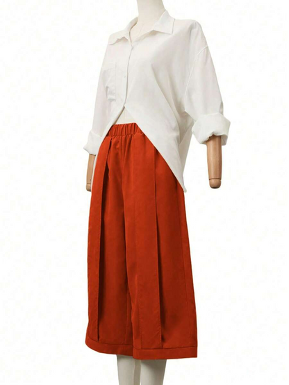 Palma - Pantalón Culotte Ancho con Pinzas y Cintura Elástica