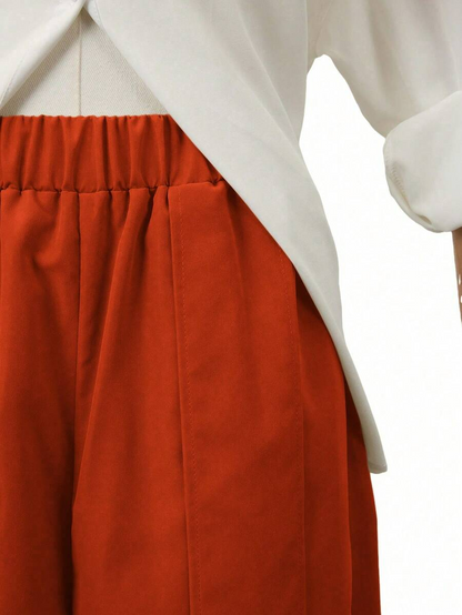 Palma - Pantalón Culotte Ancho con Pinzas y Cintura Elástica