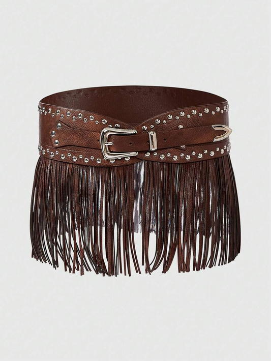 Martina - Cinturón Boho de Flecos y Tachuelas