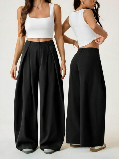 Ámbar - Pantalón Bombacho con Pinzas y Caída Extra