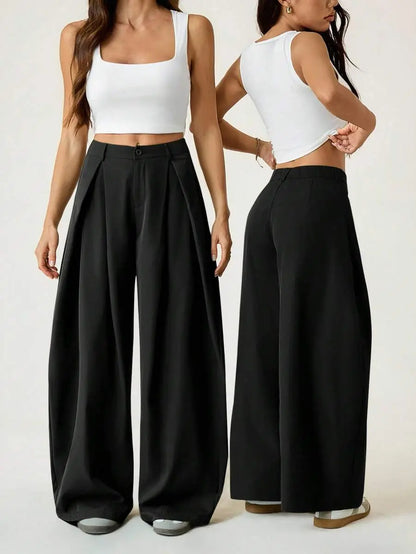 Ámbar - Pantalón Bombacho con Pinzas y Caída Extra