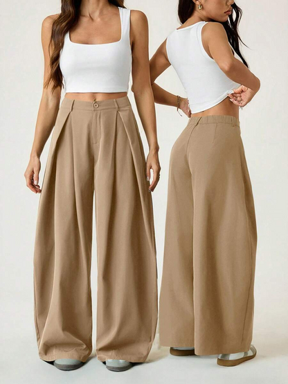 Ámbar - Pantalón Bombacho con Pinzas y Caída Extra