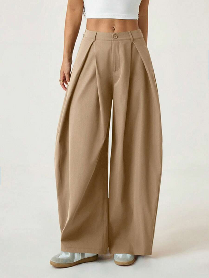 Ámbar - Pantalón Bombacho con Pinzas y Caída Extra