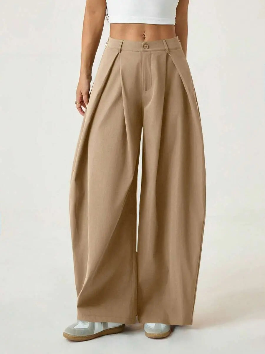 Ámbar - Pantalón Bombacho con Pinzas y Caída Extra