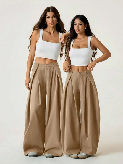 Ámbar - Pantalón Bombacho con Pinzas y Caída Extra