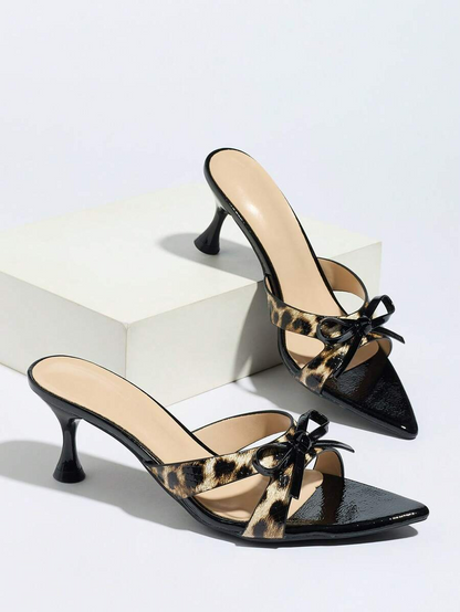 Selva - Tacones leopardo con lazo y tacón esculpido