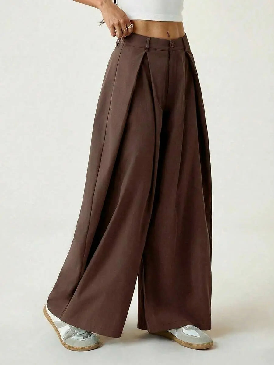 Ámbar - Pantalón Bombacho con Pinzas y Caída Extra