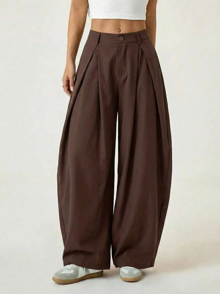 Ámbar - Pantalón Bombacho con Pinzas y Caída Extra