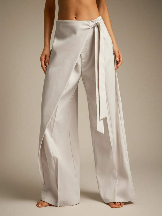 Allegra - Pantalón Wide Leg Drapeado con Lazo Suelto