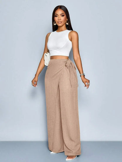 Nadia - Pantalón Palazzo Cruzado con Lazo lateral