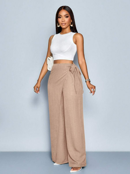 Nadia - Pantalón Palazzo Cruzado con Lazo lateral
