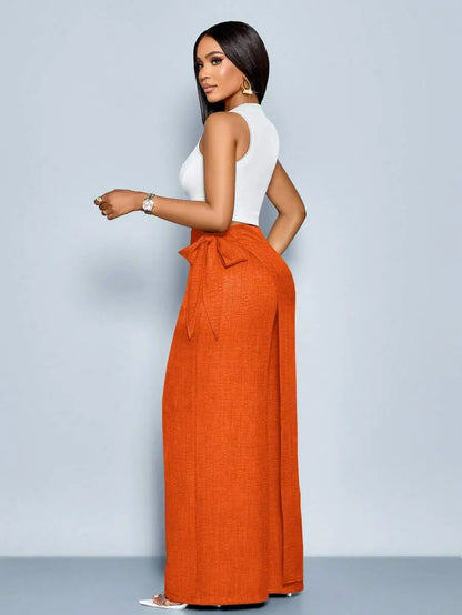 Nadia - Pantalón Palazzo Cruzado con Lazo lateral
