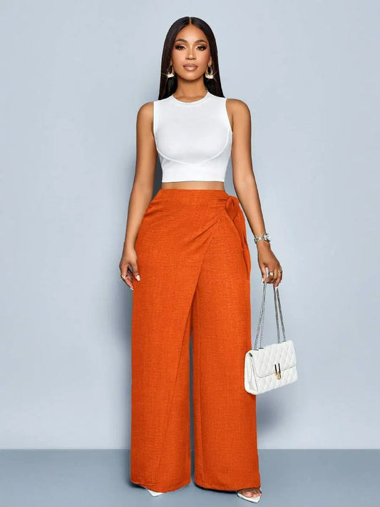 Nadia - Pantalón Palazzo Cruzado con Lazo lateral