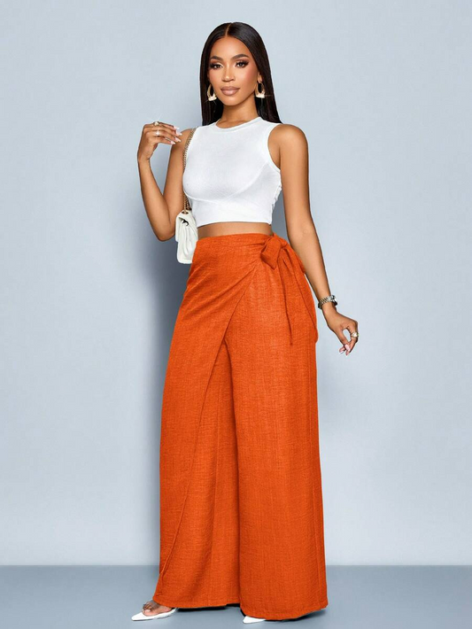 Nadia - Pantalón Palazzo Cruzado con Lazo lateral