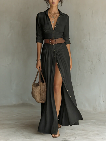 África - Vestido Maxi Camisero Sahara