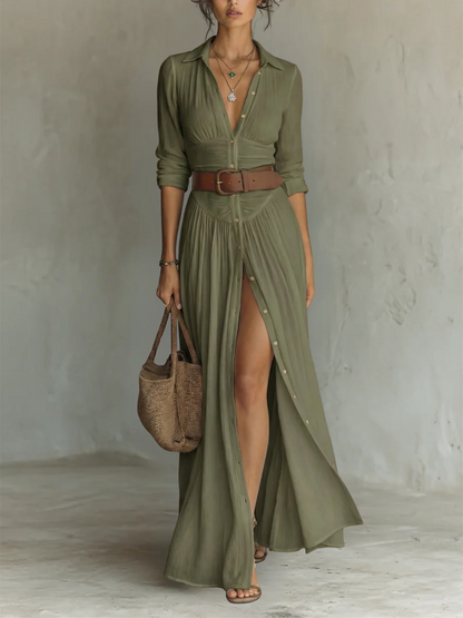 África - Vestido Maxi Camisero Sahara