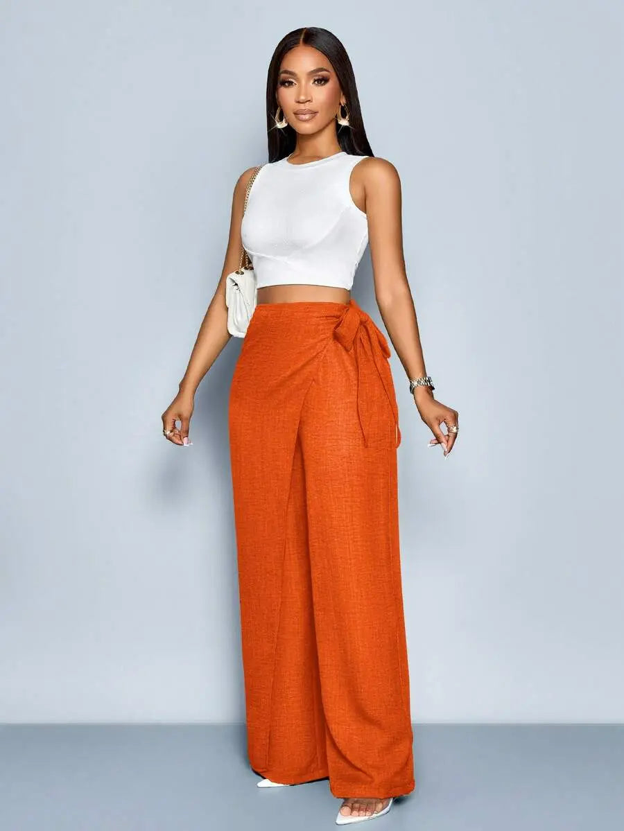 Nadia - Pantalón Palazzo Cruzado con Lazo lateral