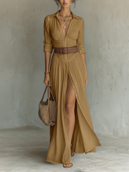 África - Vestido Maxi Camisero Sahara