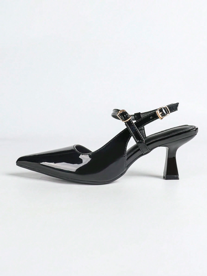 Julia - Slingback de Charol con Doble Correa al Tobillo