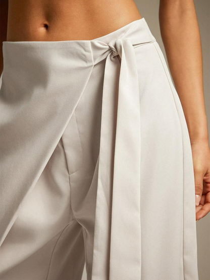 Allegra - Pantalón Wide Leg Drapeado con Lazo Suelto