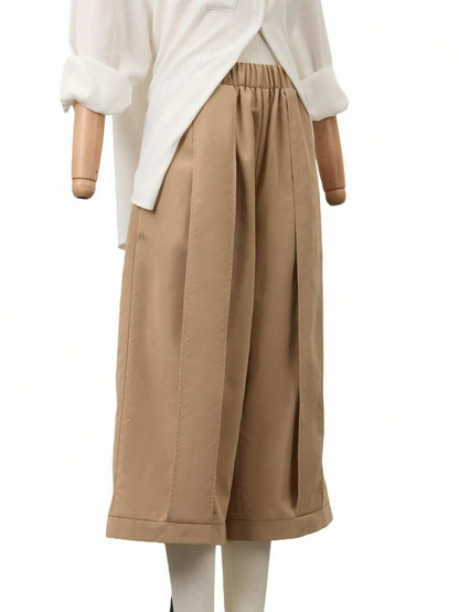 Palma - Pantalón Culotte Ancho con Pinzas y Cintura Elástica