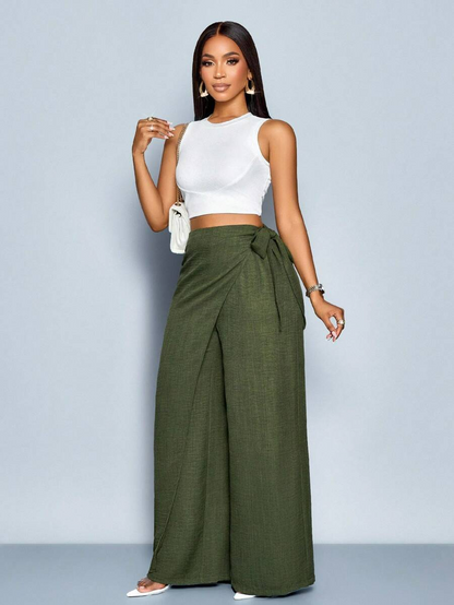 Nadia - Pantalón Palazzo Cruzado con Lazo lateral