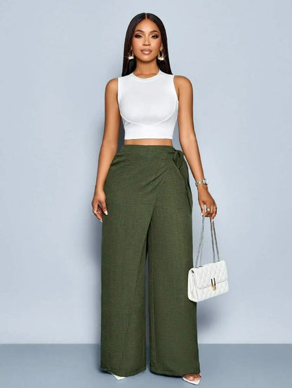 Nadia - Pantalón Palazzo Cruzado con Lazo lateral