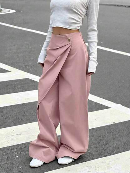 Isabela - Pantalón Wide Leg Cruzado con Botón