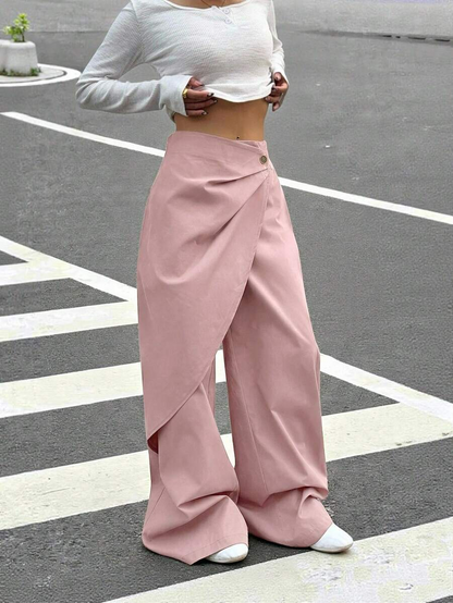 Isabela - Pantalón Wide Leg Cruzado con Botón