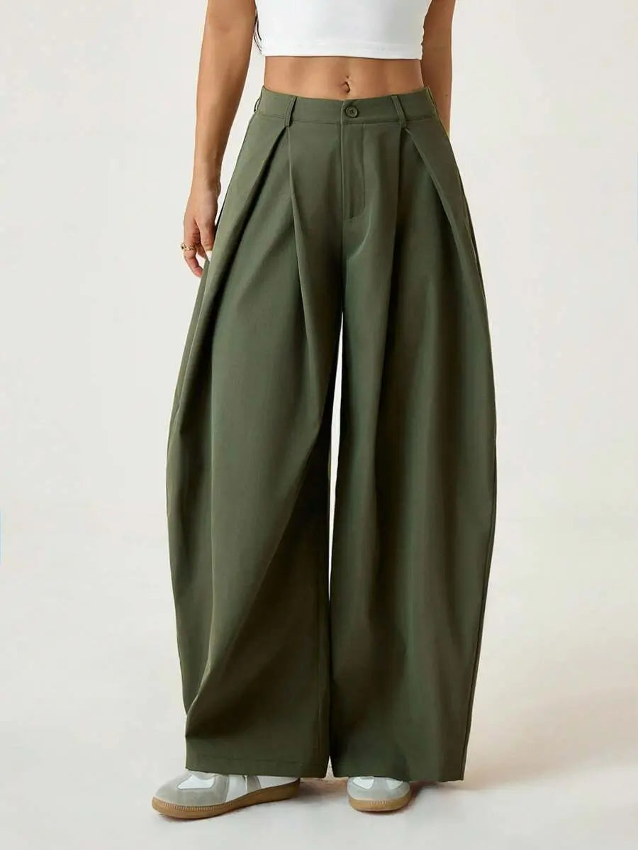 Ámbar - Pantalón Bombacho con Pinzas y Caída Extra
