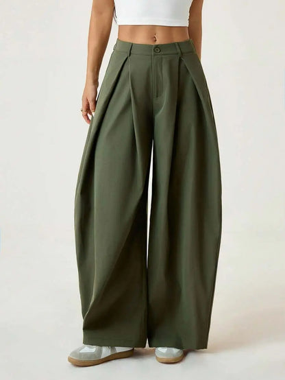 Ámbar - Pantalón Bombacho con Pinzas y Caída Extra