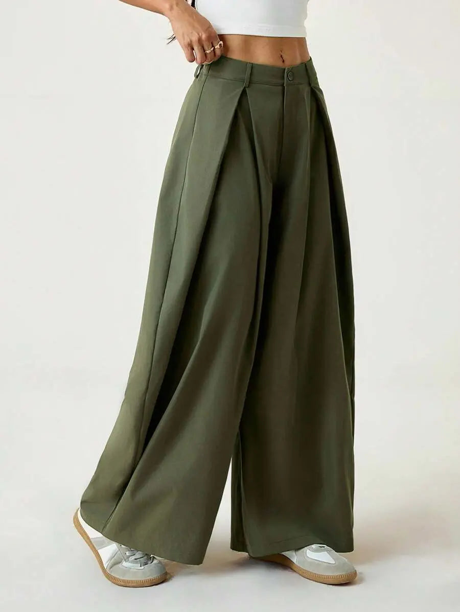 Ámbar - Pantalón Bombacho con Pinzas y Caída Extra