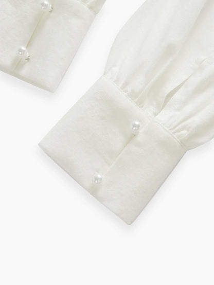 Isabella - Blusa Blanca Elegante con Encaje